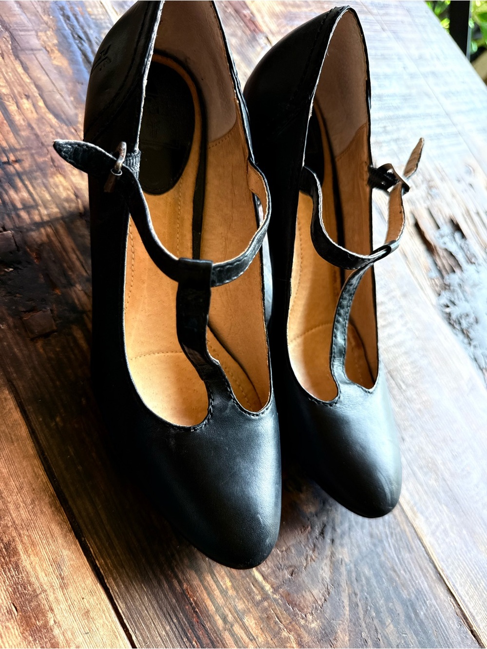 FRYE black leather Maryjane heels shoes size 9